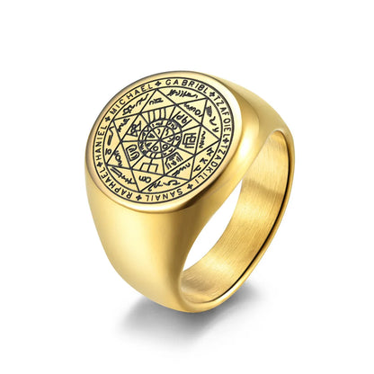 The Key of Solomon Rings Stainless Steel The Seal of the Seven Archangels Ring Amulet