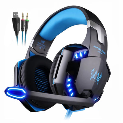 KOTION EACH Gaming Headset Casque Deep Bass Stereo Game Headphone with Microphone LED Light for PS4 Phone Laptop PC Gamer