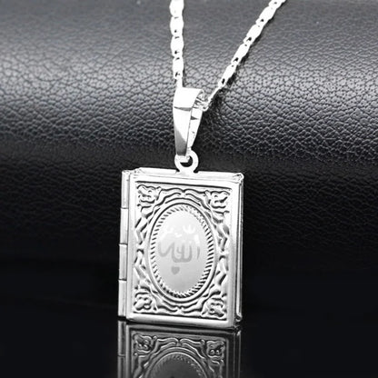 Piece of Islamic Allah Quran Photo Frame Men's and Women's Pendant Necklace AMULET RING STORE