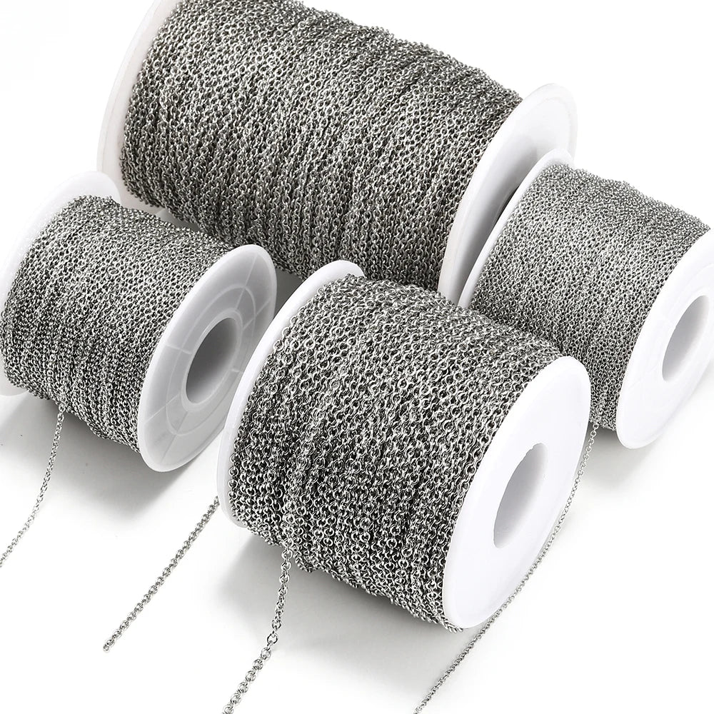 10 m/roll Stainless Steel Cable Chain 1.2 1.5 2.0 2.5 mm O Link Bulk Necklace Chain for DIY Jewelry Making Bracelet Accessories - AMULET RING STORE