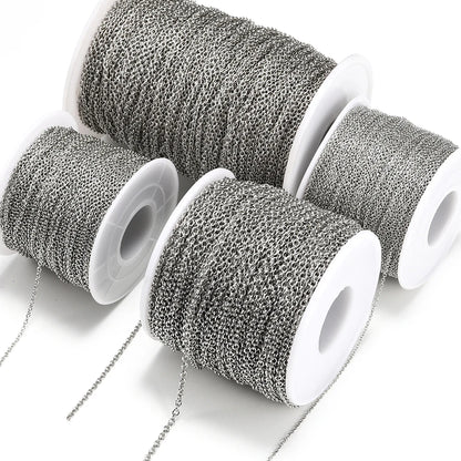 10 m/roll Stainless Steel Cable Chain 1.2 1.5 2.0 2.5 mm O Link Bulk Necklace Chain for DIY Jewelry Making Bracelet Accessories - AMULET RING STORE