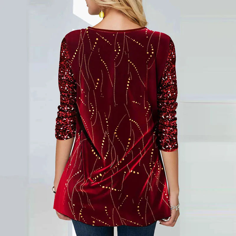 Fashion Print Women T Shirt Autumn Long-sleeved Casual O-neck Ladies Pullover Tops Vintage Floral Printed Female Office Shirts