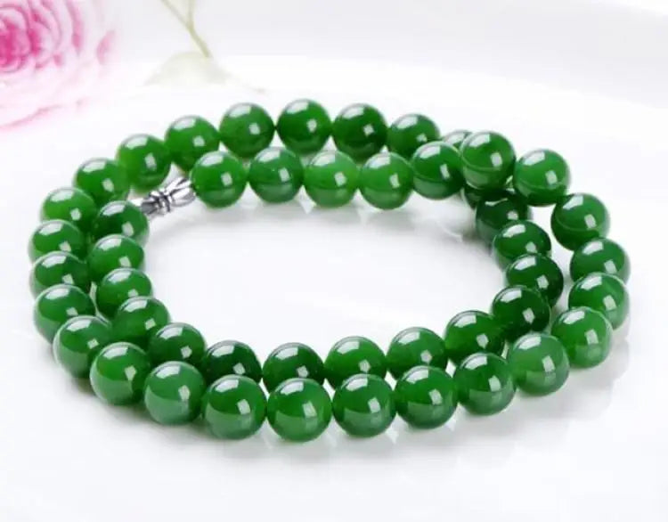Genuine Natural Green Jade Beaded Necklace Women Fashion Charms Jewellery Real Chinese Jades Stone Accessories Fine Jewelry