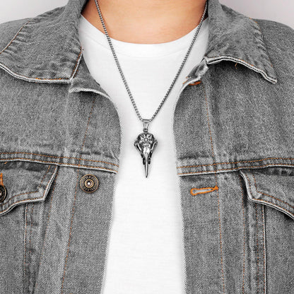 Stainless Steel Men Necklaces Chain Pendants Crow Bird Eagle Skull Punk Rock Hip Hop Cool for Male Boy Fashion Jewelry Gift