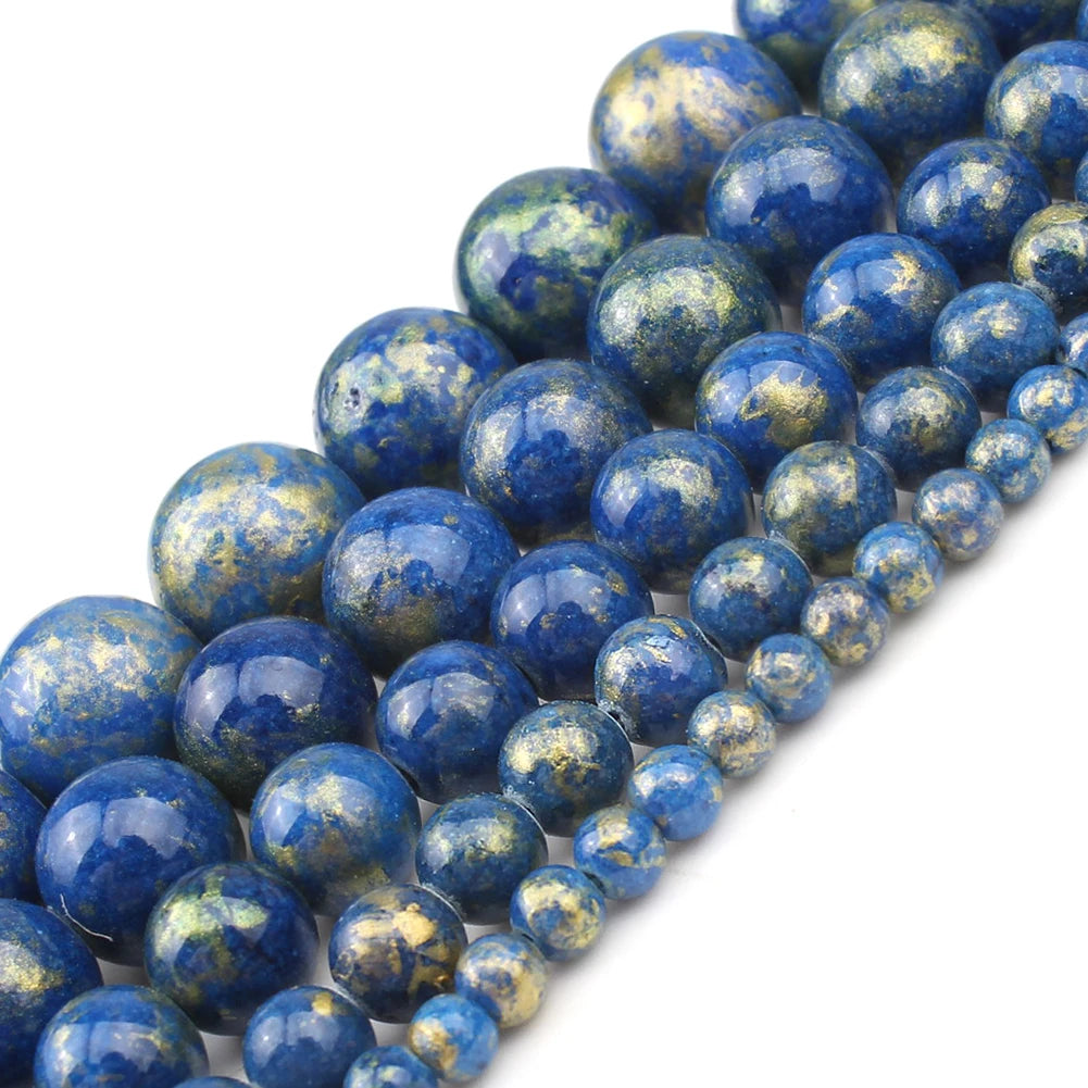 Real Natural Blue Stone Beads Turquoises Agates Amazonite Jades Tiger Eye Round Beads for DIY Couple's Bracelet Jewelry Making - AMULET RING STORE