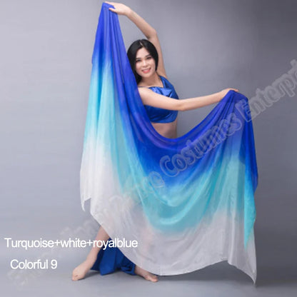 Silk Shawl For Belly Dancing Shawls Belly Dance Silk Veil Scarves Face Customized Hand Thrown Scarf Gradient 200cm 250cm 270cm