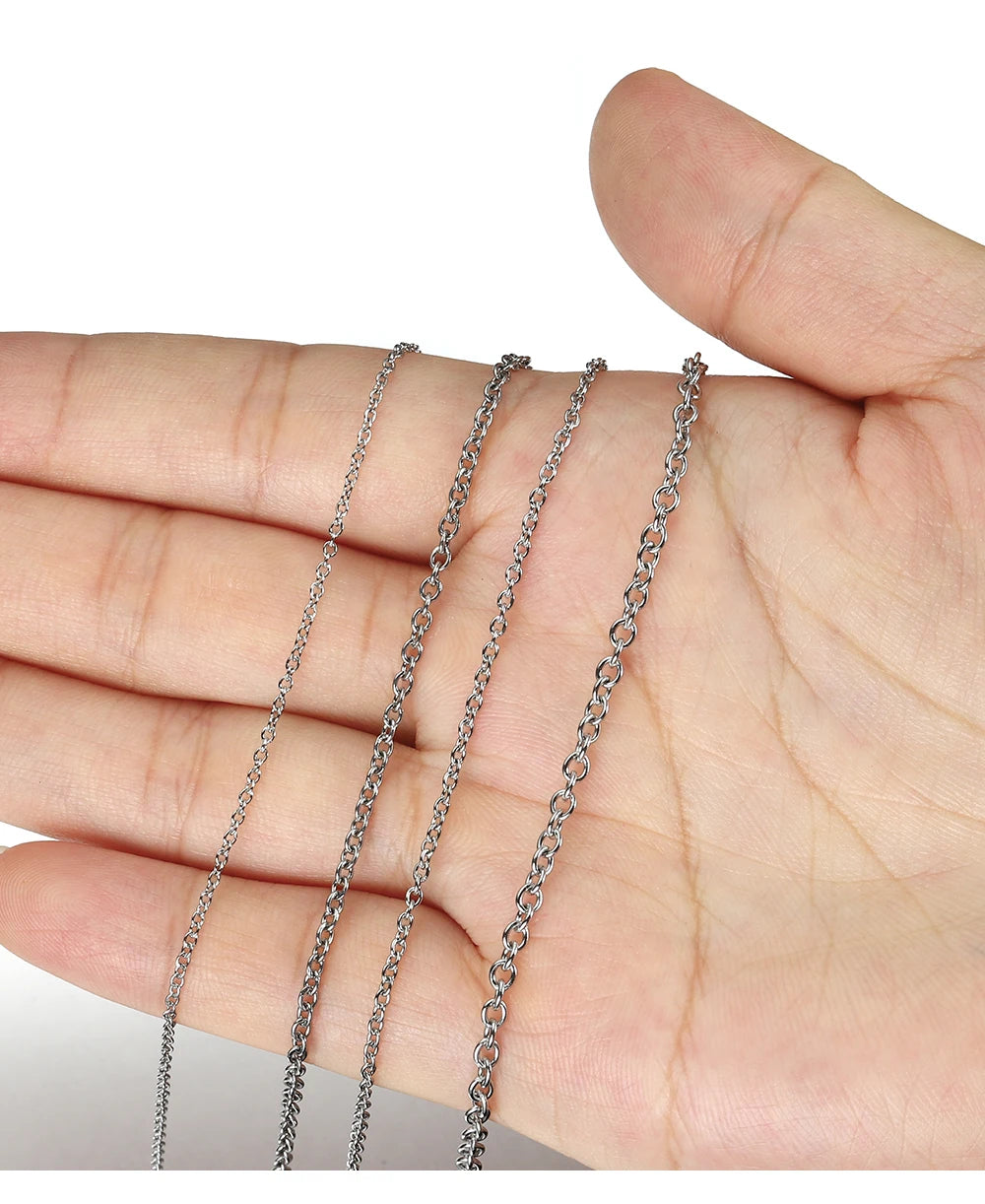 10 m/roll Stainless Steel Cable Chain 1.2 1.5 2.0 2.5 mm O Link Bulk Necklace Chain for DIY Jewelry Making Bracelet Accessories - AMULET RING STORE