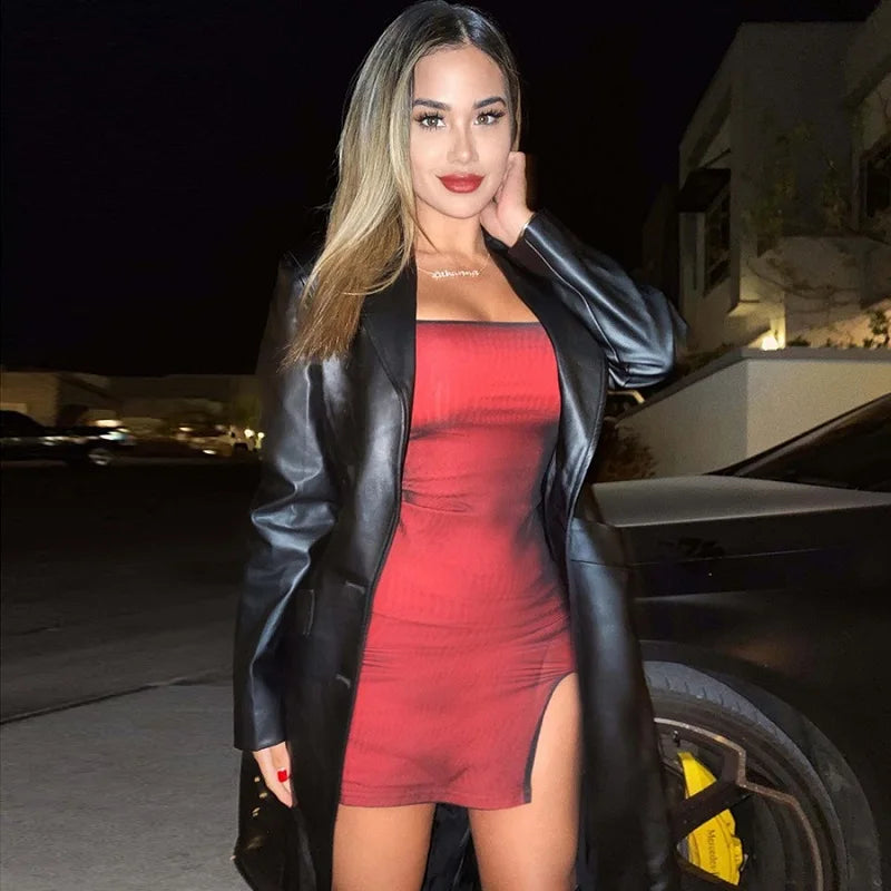 Mesh Double Layer Sexy Skinny Dress Women Sleeveless Party Bodycon 2023 Bandage Elastic Split Trend Clubwear Slim Outfit - AMULET RING STORE