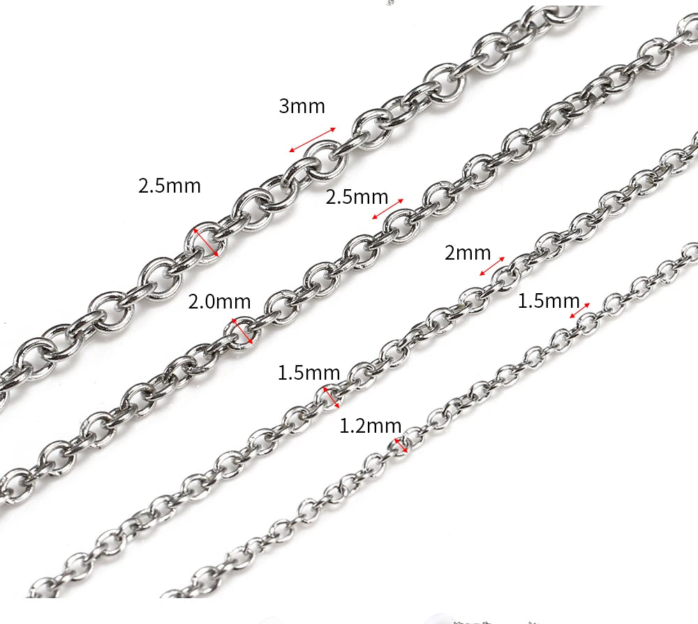 10 m/roll Stainless Steel Cable Chain 1.2 1.5 2.0 2.5 mm O Link Bulk Necklace Chain for DIY Jewelry Making Bracelet Accessories - AMULET RING STORE