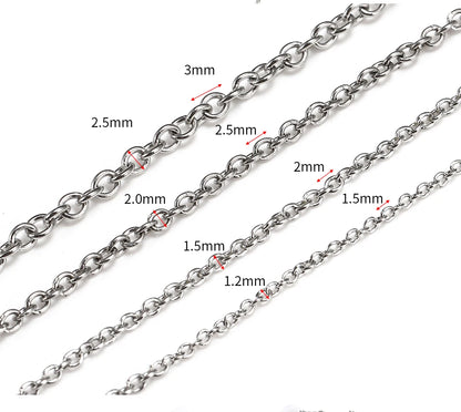 10 m/roll Stainless Steel Cable Chain 1.2 1.5 2.0 2.5 mm O Link Bulk Necklace Chain for DIY Jewelry Making Bracelet Accessories - AMULET RING STORE