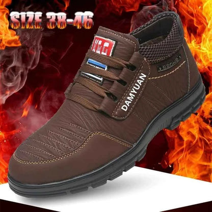 FUQIAO Hot Fur Men's Casual Shoes Warm Flats British Style Leather Footwear Comfort Non-slip Winter Boots Men Plus Size 46