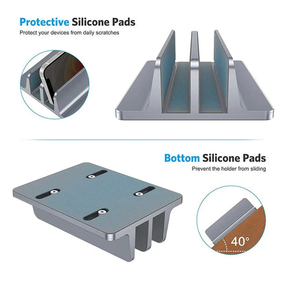 Vertical Laptop Stand Aluminium Adjustable Portable Notebook Mount Support Base Holder For MacBook Pro Air Accessory Book Holder - AMULET RING STORE