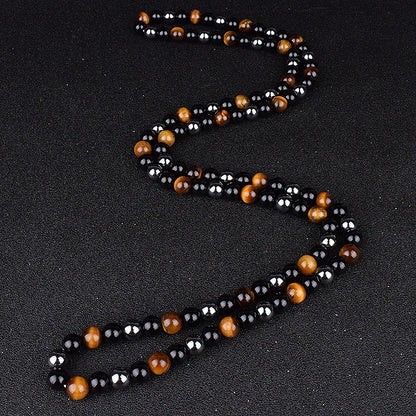 Natural Tiger Eye Stone Beads Necklaces Men Fashion Meditation Yoga Necklaces for Women New Design Handmade Reiki Prayer Jewelry