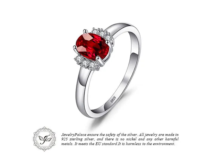 JewelryPalace Oval Red Natural Red Garnet 925 Sterling Silver Rings for Women Fashion Engagement Gemstone Birthstone Jewelry