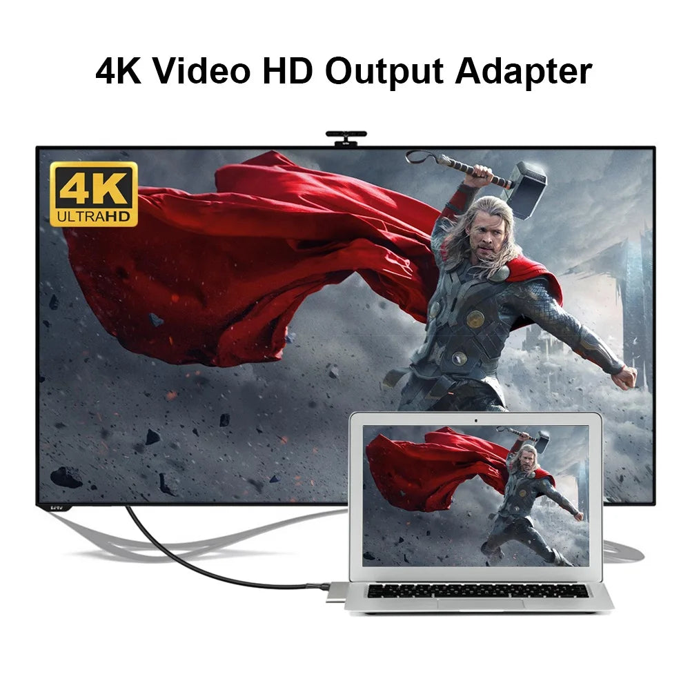 USB 3.1 Type-C Hub to HDMI Adapter 4K Thunderbolt 3 USB C Hub 3.0 TF SD Reader Slot PD For MacBook Air 13 15 Pro 14 M4 M3 M2 M1