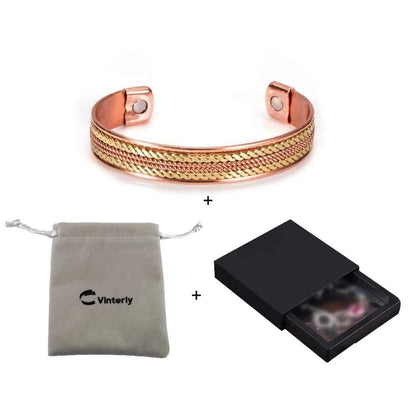 Twisted Pure Copper Bracelets Adjustable 11mm Wide Magnetic Therapy Arthritis Energy Bangles Benefits Cuff Jewelry for Women