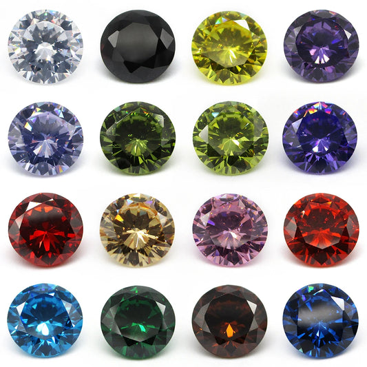1.0~10mm AAAAA Various Colors Loose Cubic Zirconia Stone Round Brilliant Cut CZ Stone Synthetic Gems For DIY Jewelry - AMULET RING STORE