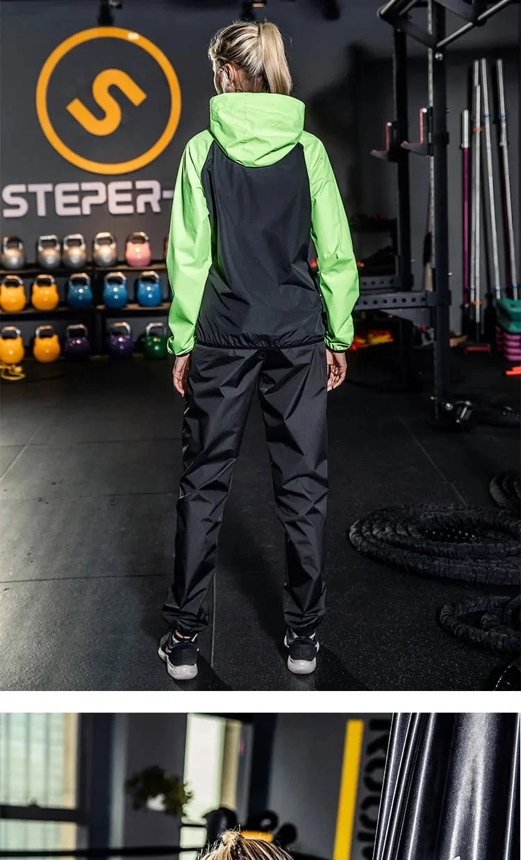 Sauna Suit Women Gym Clothing Set Men Pullover Hoodies Tops Running Fitness Exercise Sportswear Weight Loss Sweating Sports Suit