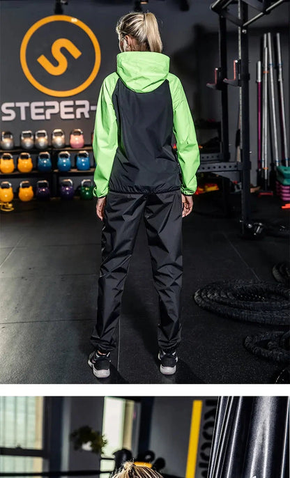 Sauna Suit Women Gym Clothing Set Men Pullover Hoodies Tops Running Fitness Exercise Sportswear Weight Loss Sweating Sports Suit