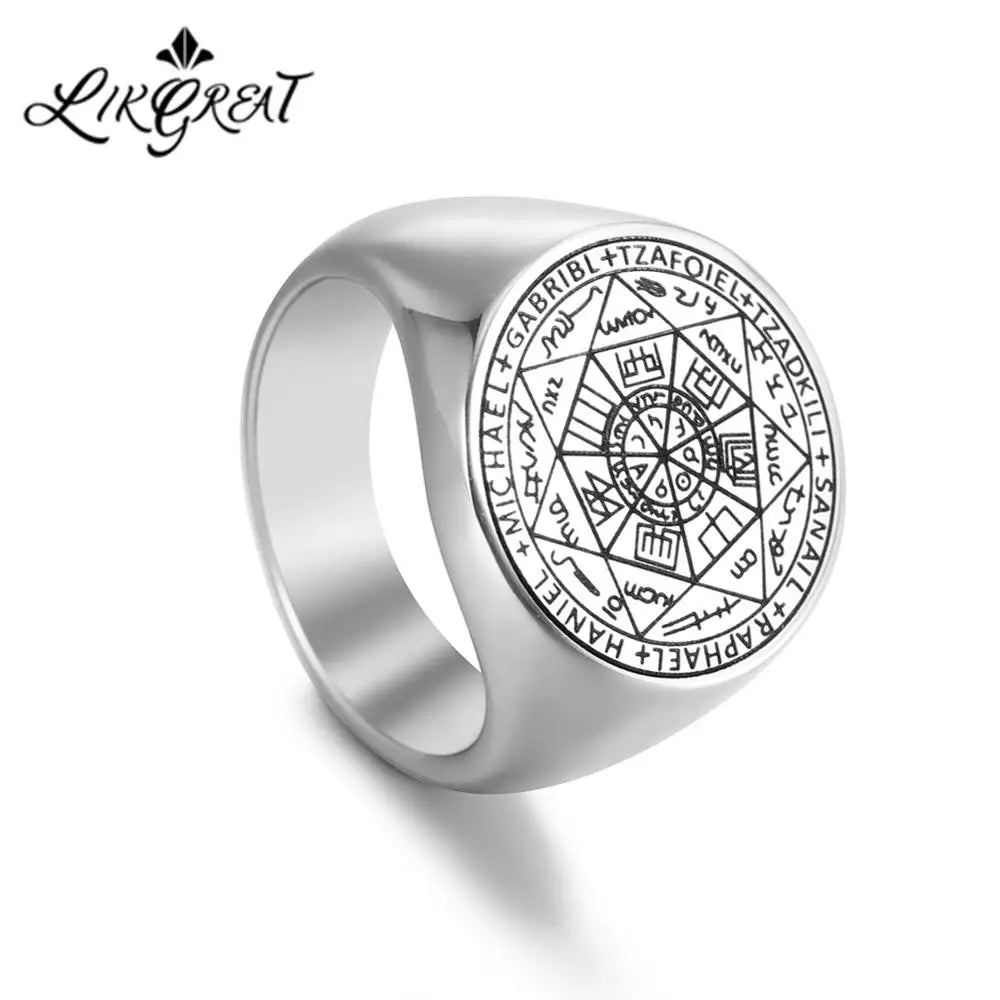 New 2025 Seal of The Seven Archangels Viking Ring Secret of Universe Rings for Men