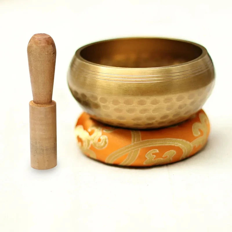 3.15 inch (8 CM) Silent Mind Tibetan Singing Bowl Set Antique Design With Dual Surface Mallet and Yoga physiotherapy - AMULET RING STORE