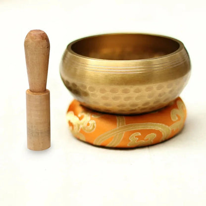 3.15 inch (8 CM) Silent Mind Tibetan Singing Bowl Set Antique Design With Dual Surface Mallet and Yoga physiotherapy - AMULET RING STORE