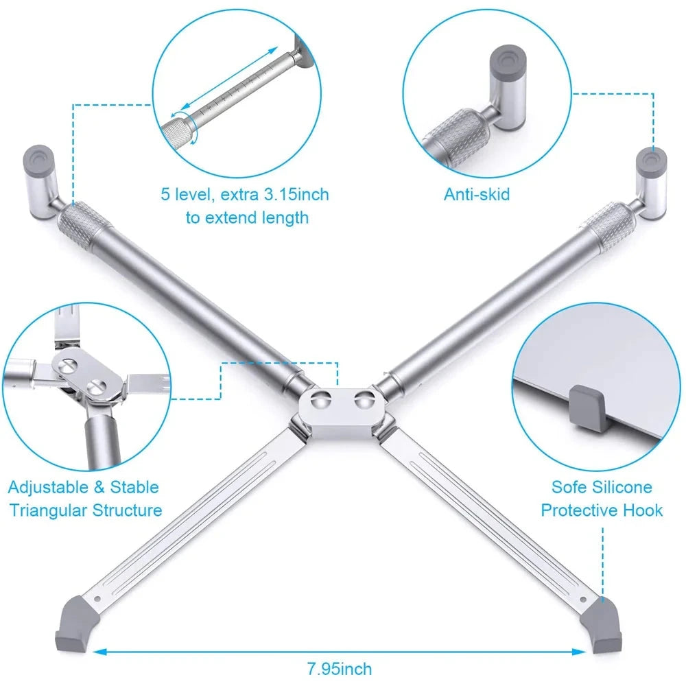 Portable Laptop Stand Aluminum Alloy Holder Foldable Universal Notebook PC Riser Support for Macbook Pro Android 12~17in Laptop - AMULET RING STORE