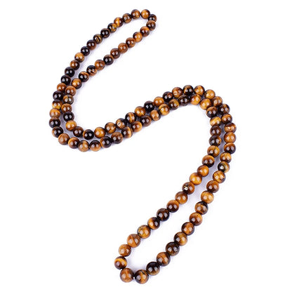 Natural Tiger Eye Stone Beads Necklaces Men Fashion Meditation Yoga Necklaces for Women New Design Handmade Reiki Prayer Jewelry
