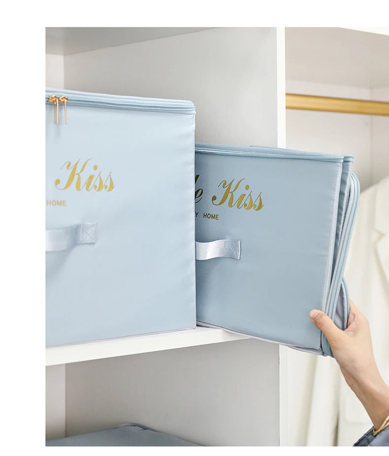 Foldable Storage Box Clothing Quilt Organizer Fabric Caja Organizadora Clothes Container Closet Home Organizer Large Capacity - AMULET RING STORE