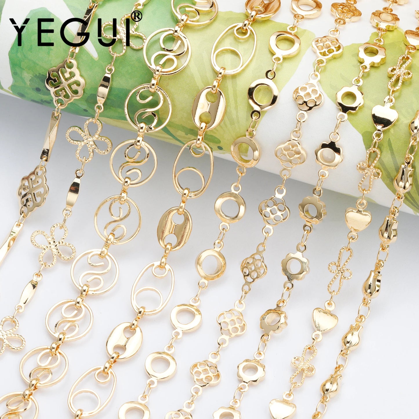YEGUI C164,jewelry accessories,diy chain,18k gold plated,0.3microns,copper metal,diy bracelet necklace,jewelry making,1m/lot - AMULET RING STORE