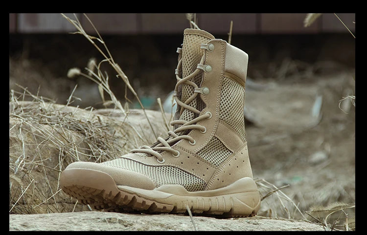 Summer Combat Boot Men Women Climbing Training Lightweight Waterproof Tactical Boots Outdoor Hiking Breathable Mesh Shoes - AMULET RING STORE