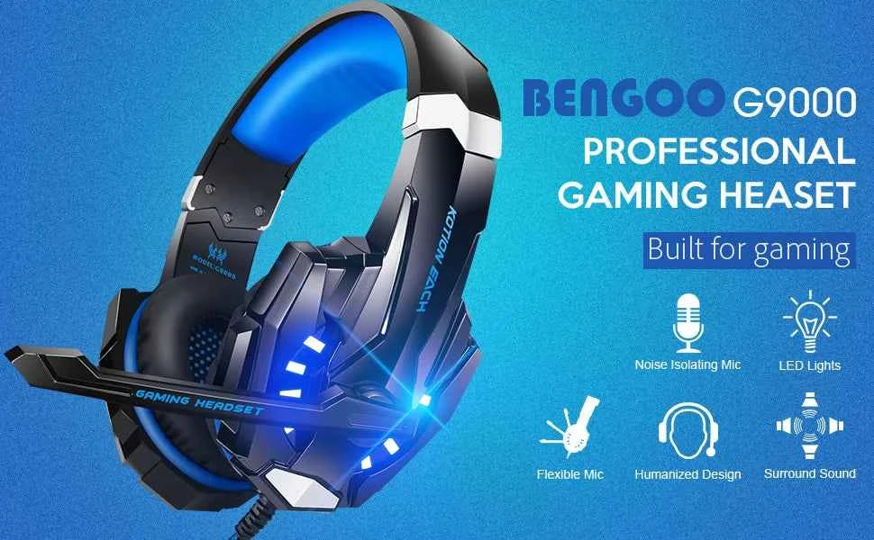 KOTION EACH Gaming Headset Casque Deep Bass Stereo Game Headphone with Microphone LED Light for PS4 Phone Laptop PC Gamer