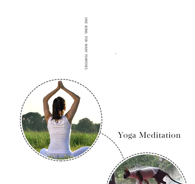 3.15 inch (8 CM) Silent Mind Tibetan Singing Bowl Set Antique Design With Dual Surface Mallet and Yoga physiotherapy - AMULET RING STORE