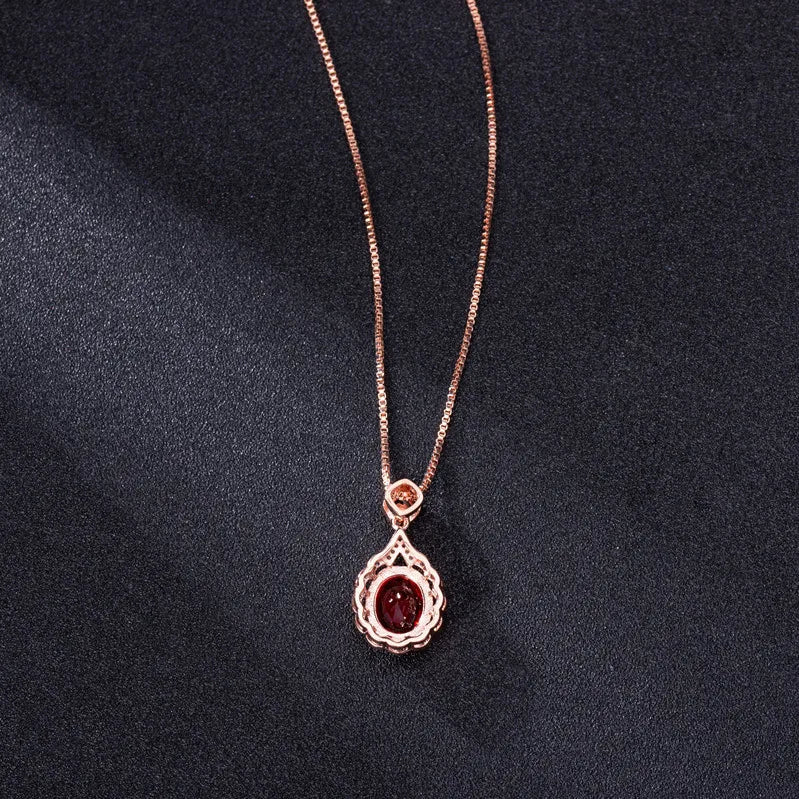 Genuine Real 14 K Rose Gold Pendant Natural Ruby Necklace Jewelry Slide Joyeria Fina Para Mujer Gemstone 14K Collares Necklaces