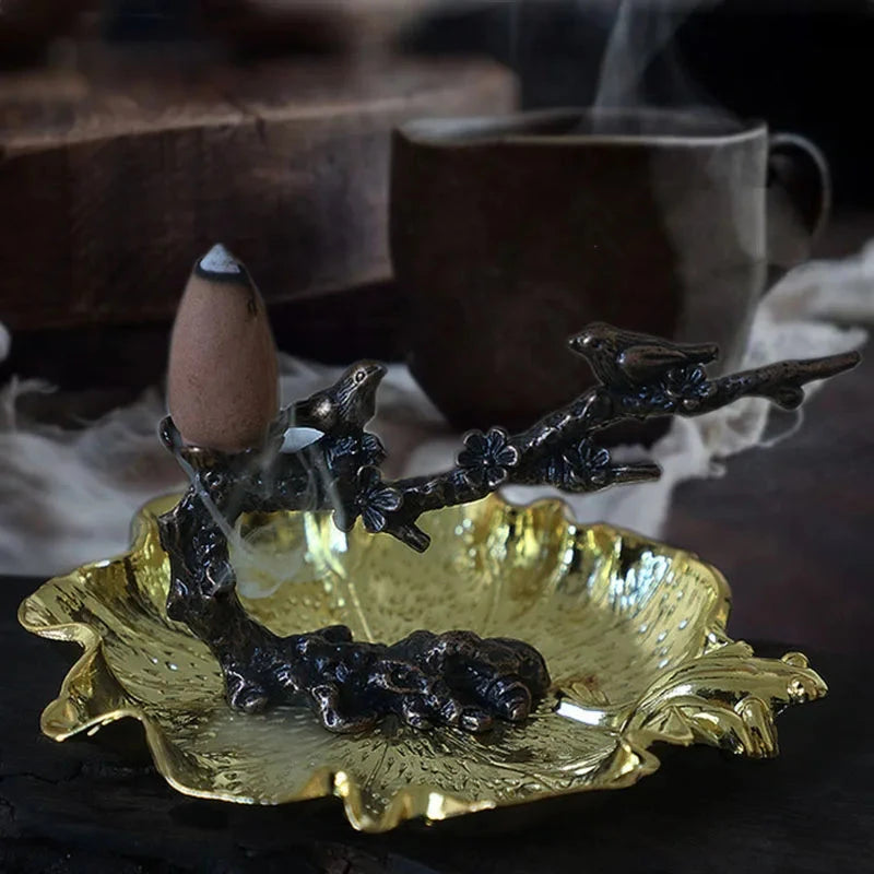 Incense Burner Aroma Burner Creative Lotus Bunrer Cones Backflow Incense Holder Plum Branch Chan Home Decor - AMULET RING STORE