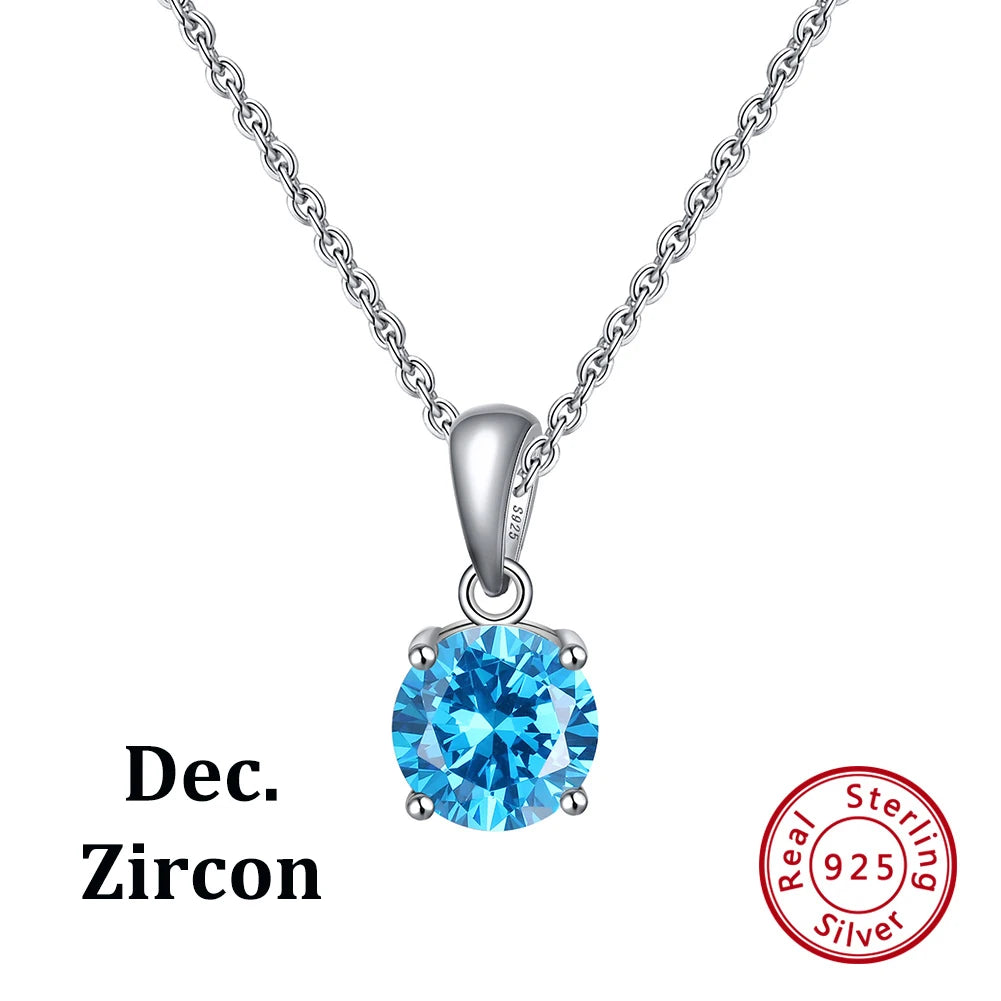 ORSA JEWELS 925 Sterling Silver 12 Color Heart Shaped Birthstone Pendant Necklace Woman Girl's Lucky Birthday Jewelry Gift APN02