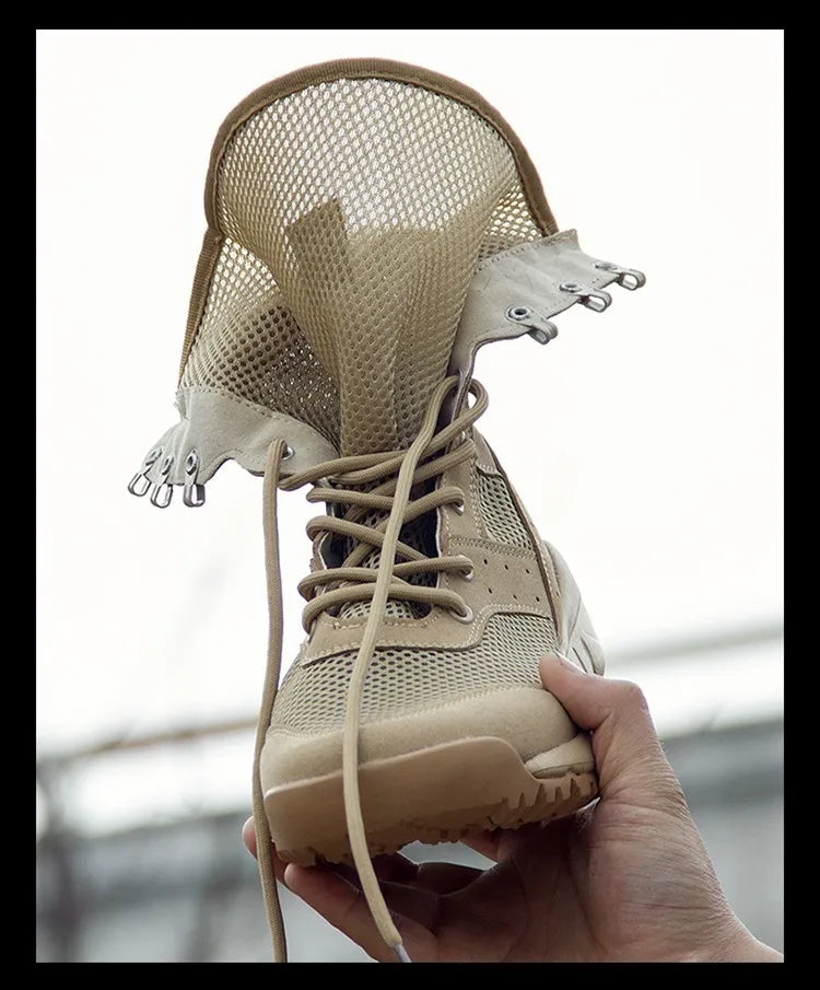 Summer Combat Boot Men Women Climbing Training Lightweight Waterproof Tactical Boots Outdoor Hiking Breathable Mesh Shoes - AMULET RING STORE