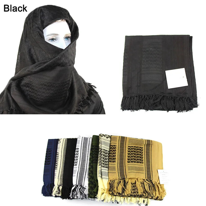 Hot sale Arab Keffiyeh Shemagh Scarf Cotton Winter Shawl Neck Warmer Cover Head Wrap Windproof Tactical Camping Scarf Men Women - AMULET RING STORE