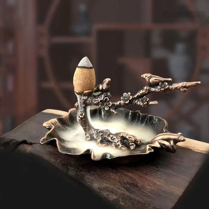 Incense Burner Aroma Burner Creative Lotus Bunrer Cones Backflow Incense Holder Plum Branch Chan Home Decor - AMULET RING STORE