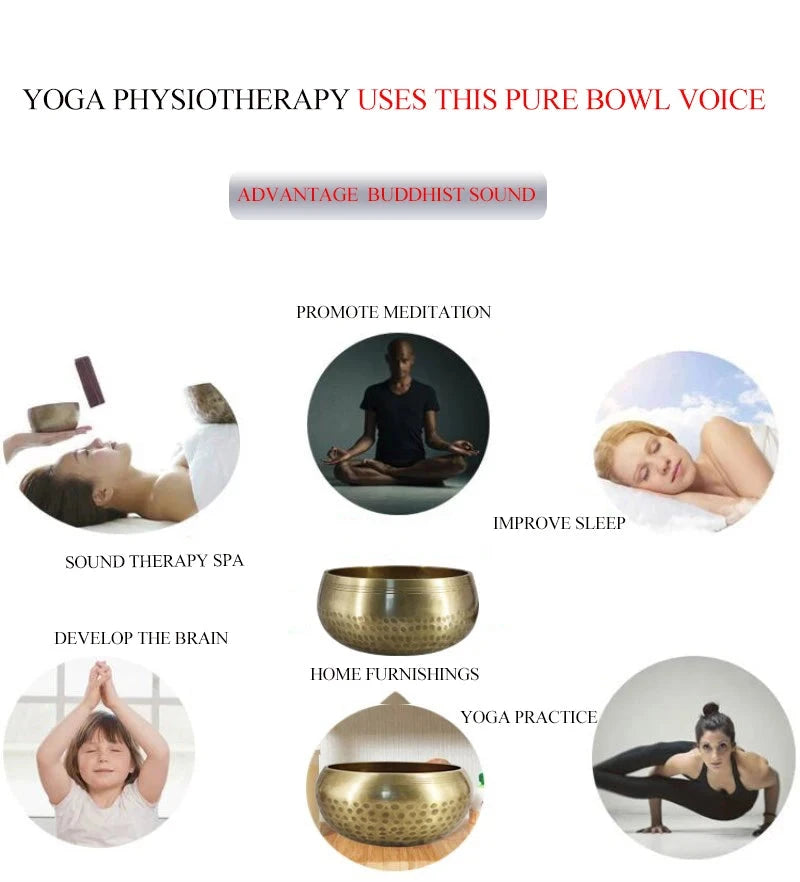 3.15 inch (8 CM) Silent Mind Tibetan Singing Bowl Set Antique Design With Dual Surface Mallet and Yoga physiotherapy - AMULET RING STORE