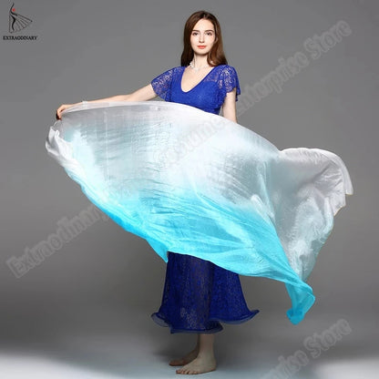 Silk Shawl For Belly Dancing Shawls Belly Dance Silk Veil Scarves Face Customized Hand Thrown Scarf Gradient 200cm 250cm 270cm