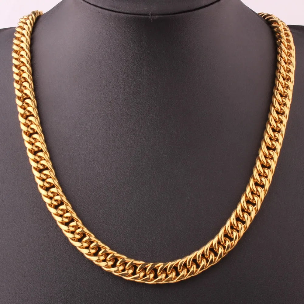 Heavy 16/20mm Gold Color Cuban Curb Link Chain Stainless Steel Necklace Mens Gift Custom Size 7-40inch - AMULET RING STORE