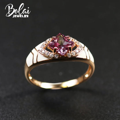 Color Change Alexandrite Ring Genuine 925 Sterling Silver Enamel Created Gemstone Fine Gold Jewelry for Women Ladies Rings Gift