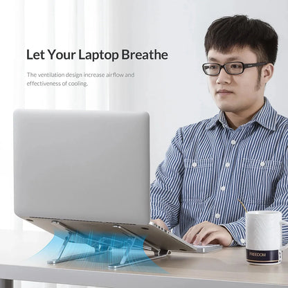 ORICO Foldable Laptop Stand Holder Riser Portable Adjustable Aluminum Notebook Stand Computer Stand 7 Angles for MacBook Tablets - AMULET RING STORE