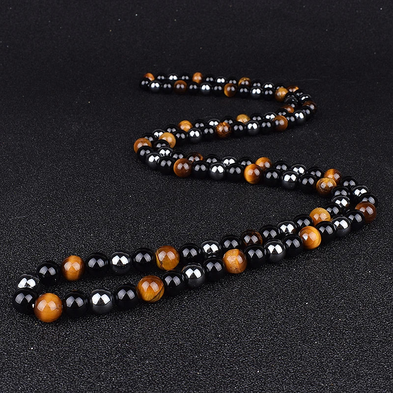 Natural Tiger Eye Stone Beads Necklaces Men Fashion Meditation Yoga Necklaces for Women New Design Handmade Reiki Prayer Jewelry