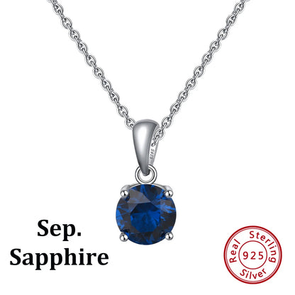 ORSA JEWELS 925 Sterling Silver 12 Color Heart Shaped Birthstone Pendant Necklace Woman Girl's Lucky Birthday Jewelry Gift APN02