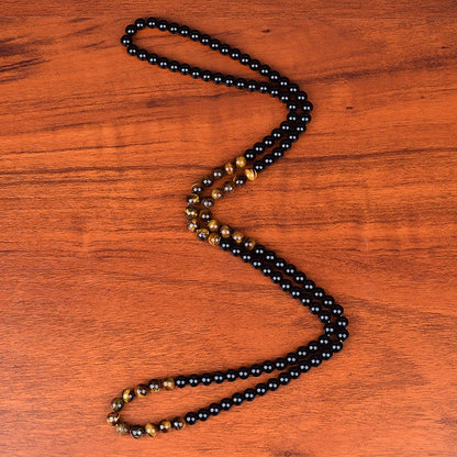 Natural Tiger Eye Stone Beads Necklaces Men Fashion Meditation Yoga Necklaces for Women New Design Handmade Reiki Prayer Jewelry