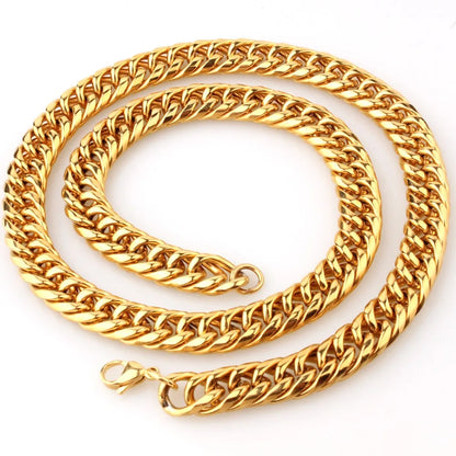 Heavy 16/20mm Gold Color Cuban Curb Link Chain Stainless Steel Necklace Mens Gift Custom Size 7-40inch - AMULET RING STORE