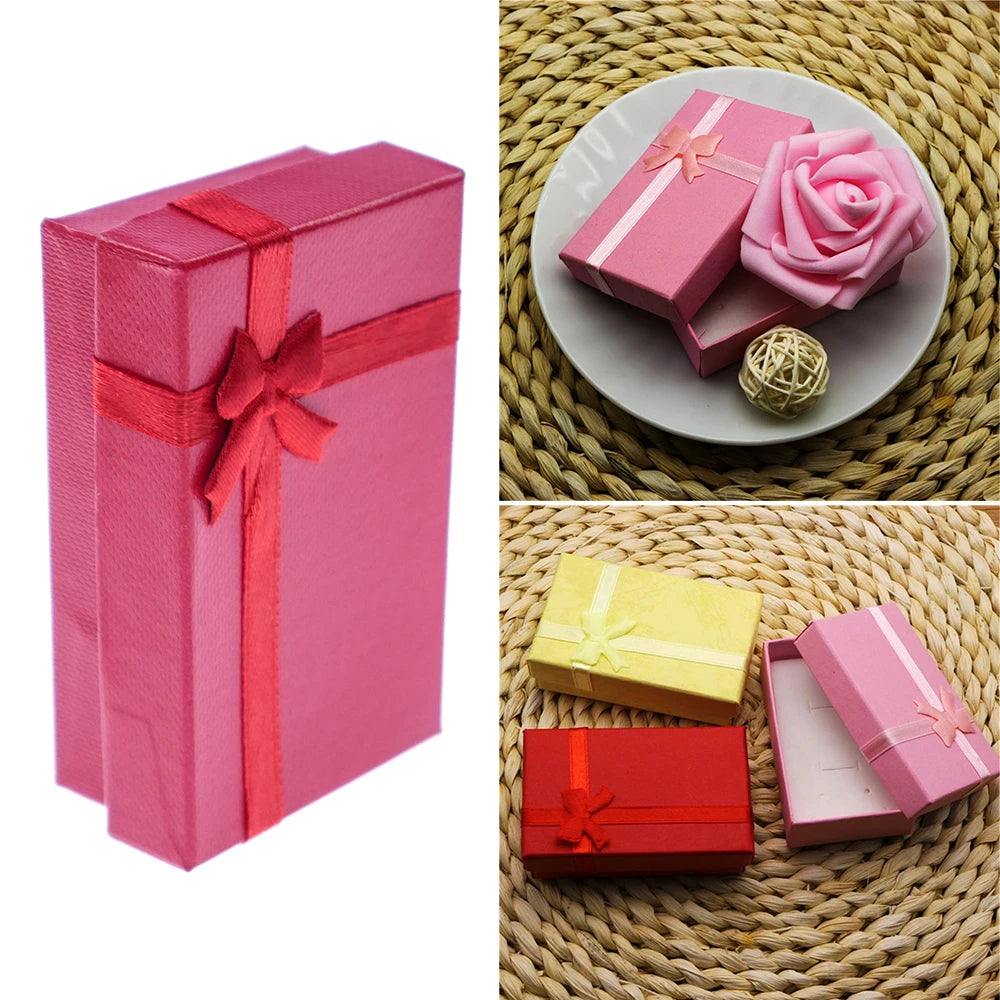 Fashion Bow Jewelry Box Bracelets Ring Earrings Necklace Pendant Storage Box Square Jewelry Display Cases Gift Packaging Box - AMULET RING STORE
