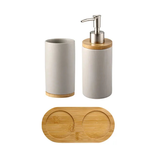 UNTIOR 3PCS Ceramic Bathroom Accessories Set Fashion Soap Dispenser Toothbrush Holder Tumbler Ceramic Household Bathroom Product - AMULET RING STORE